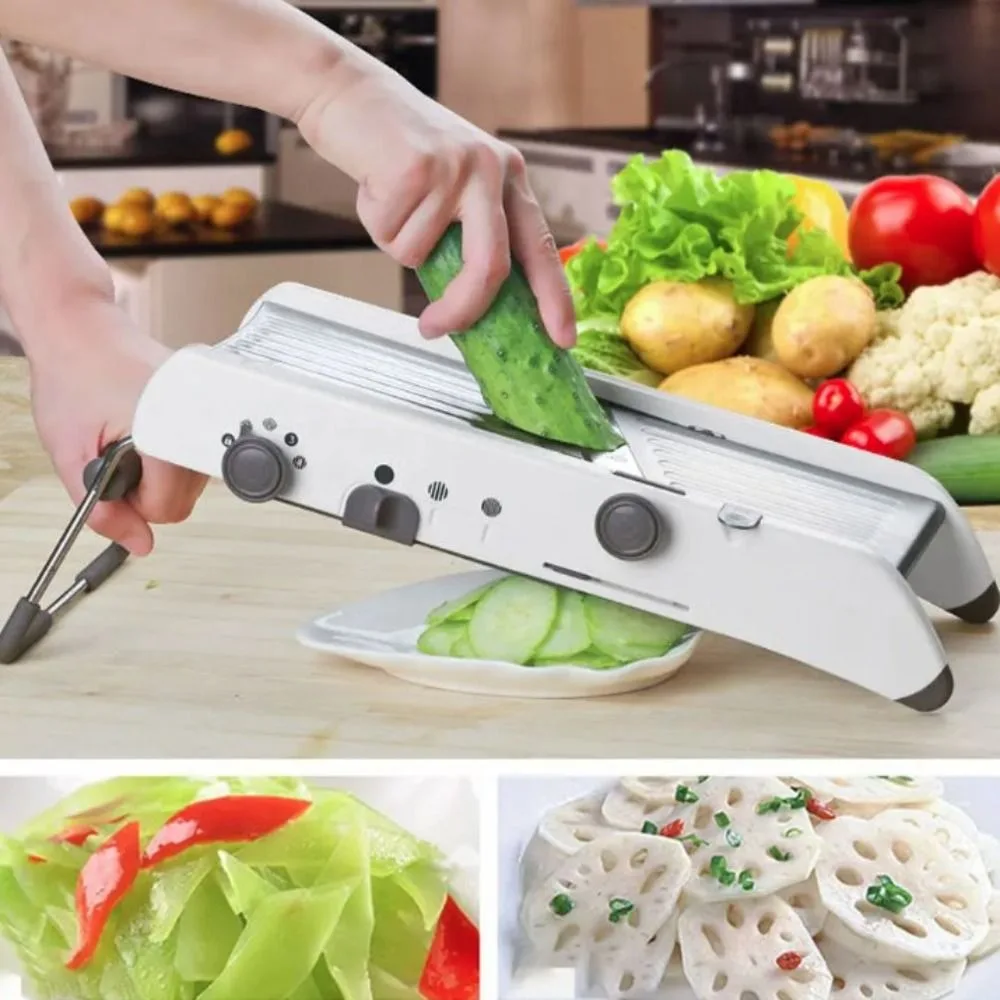 

Adjustable Vegetable Cutter Manual Non-slip Base Vegetable Shredder with Hand Guard Efficient Vegetable Slicer Onion