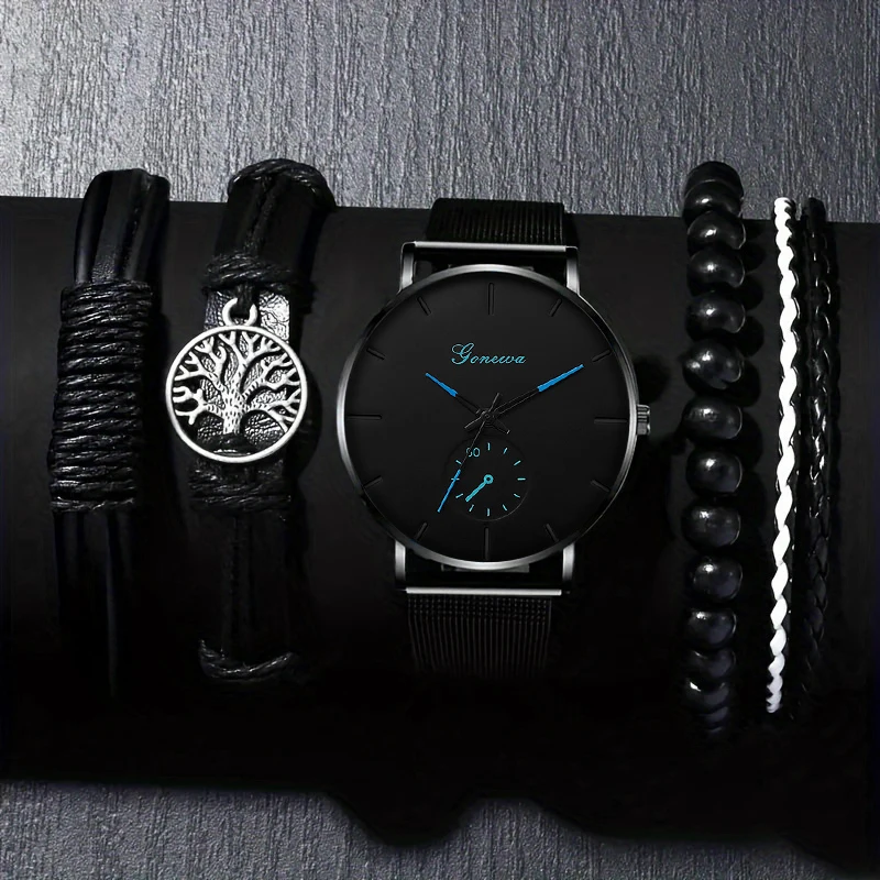 5pc  fashionable quartz watch and versatile accessory set for daily wear as gifts for friends and family