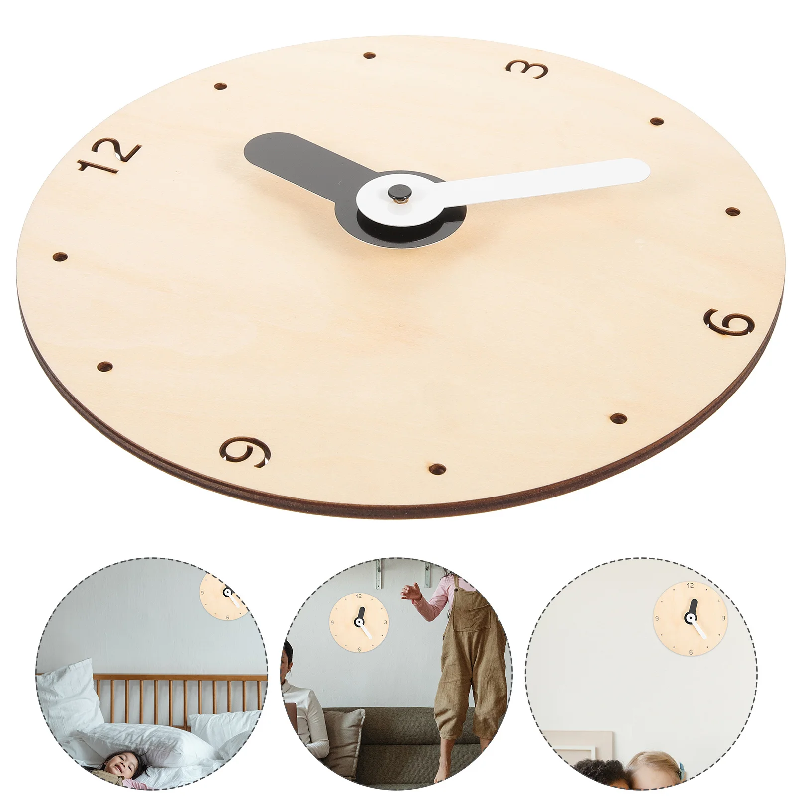 

Round Mute Wall Clock Non Ticking Decorative Wooden Design for Home Office Bedroom Living Room Modern Decor Wall Clock