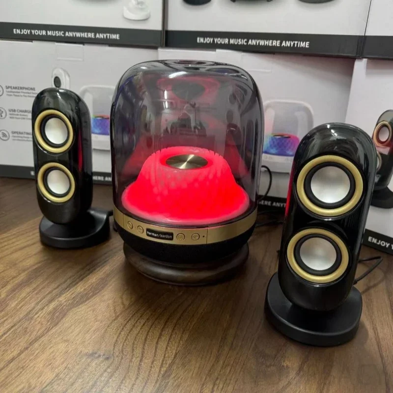 

Popular Glass Transparent MP3 Music Player RGB Powerful Bluetooth Speakers Rechargeable Subwoofer for Indoor and Outdoor Parties