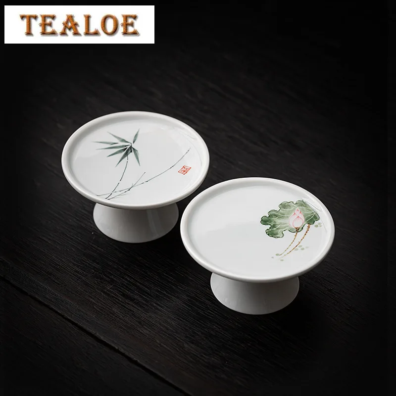 

Ручная роспись лотоса, держатель для чайника, винтажная белая фарфоровая крышка, кронштейн, крышка, рамка, крышка для горшка Цзыша, полка, набор посуды, подарок