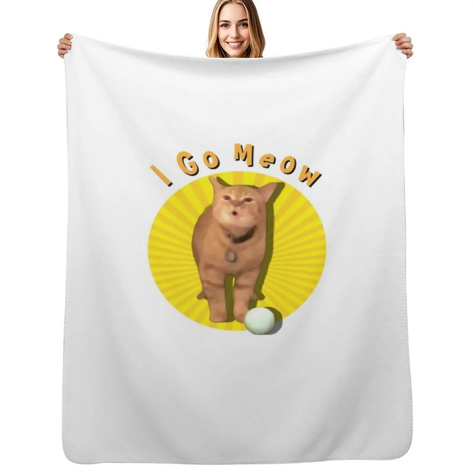 

I Go Meow Singing Cat Meme The Kiffness Throw Blanket Cozy Warm Blanket for Bed Room Decor