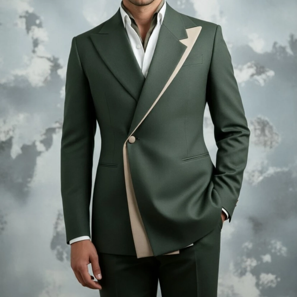 

Элегантный мужской свадебный костюм Slim Fit с красным лацканом, роскошный смокинг для жениха на церемонию, банкет, гала-вечеринку