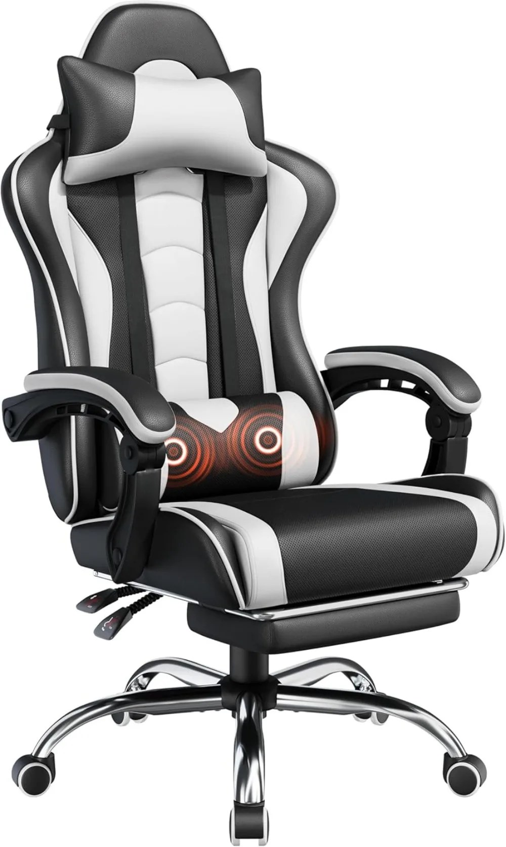 

Gaming Chair, Video Game Chair with Massage Lumbar Support and Footrest Height Adjustable Ergonomic Computer Gaming Chair
