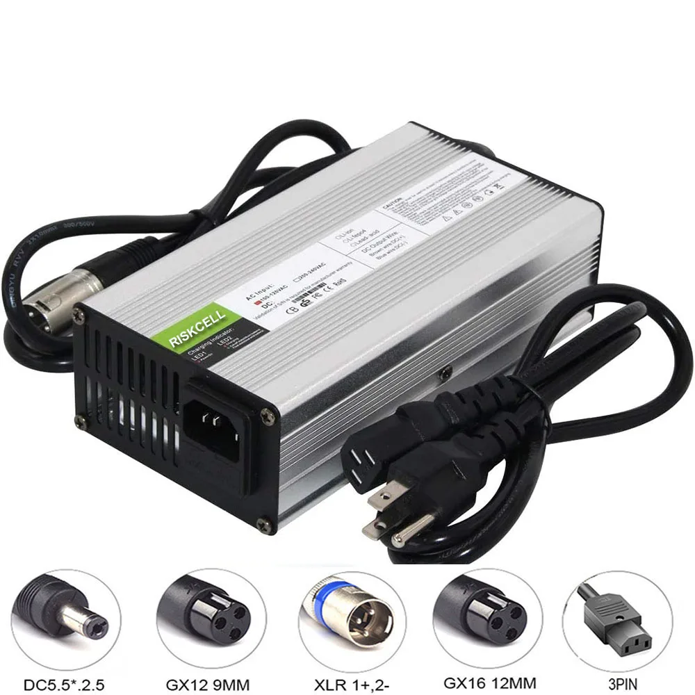 LiFePO4 Battery Charger 36V 5A 43.8V 10A Lithium Iron Phosphate Battery Smart Charger for 12S 36V Automotive Car RV Lawn Mower