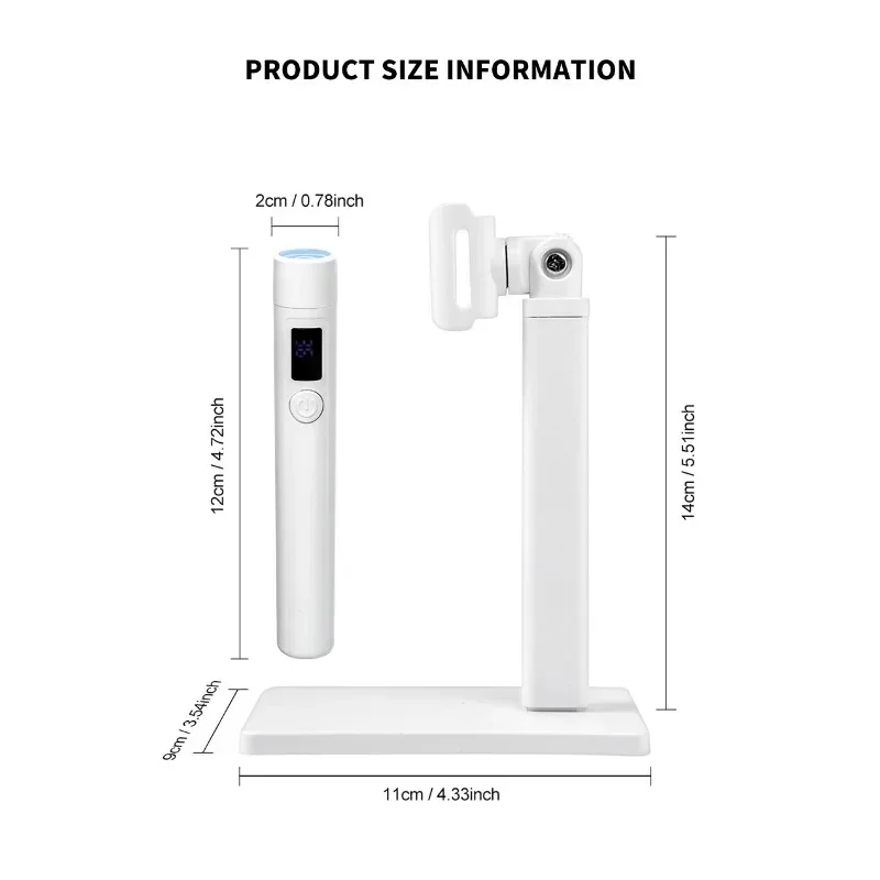 360 °   Lampada rotante per fototerapia per unghie portatile con staffa per lampada diritta Staffa multifunzionale Lampada da forno per piastra per unghie