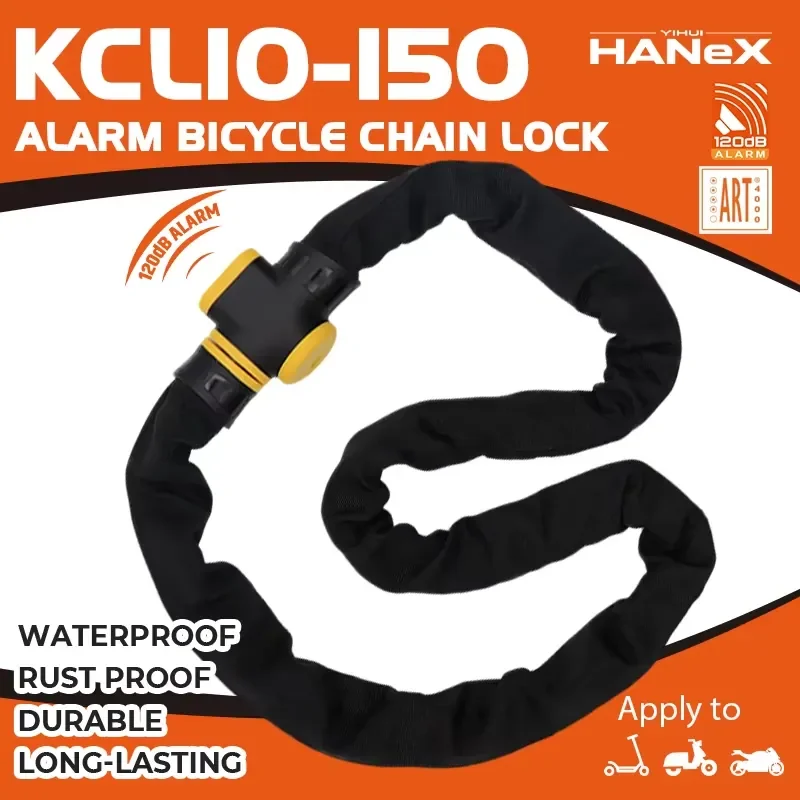 Anti-Theft Motorcycle Chain Lock Alloy Steel Electronic Body Stainless Steel Bicycle Chain Lock 120DB Alarm