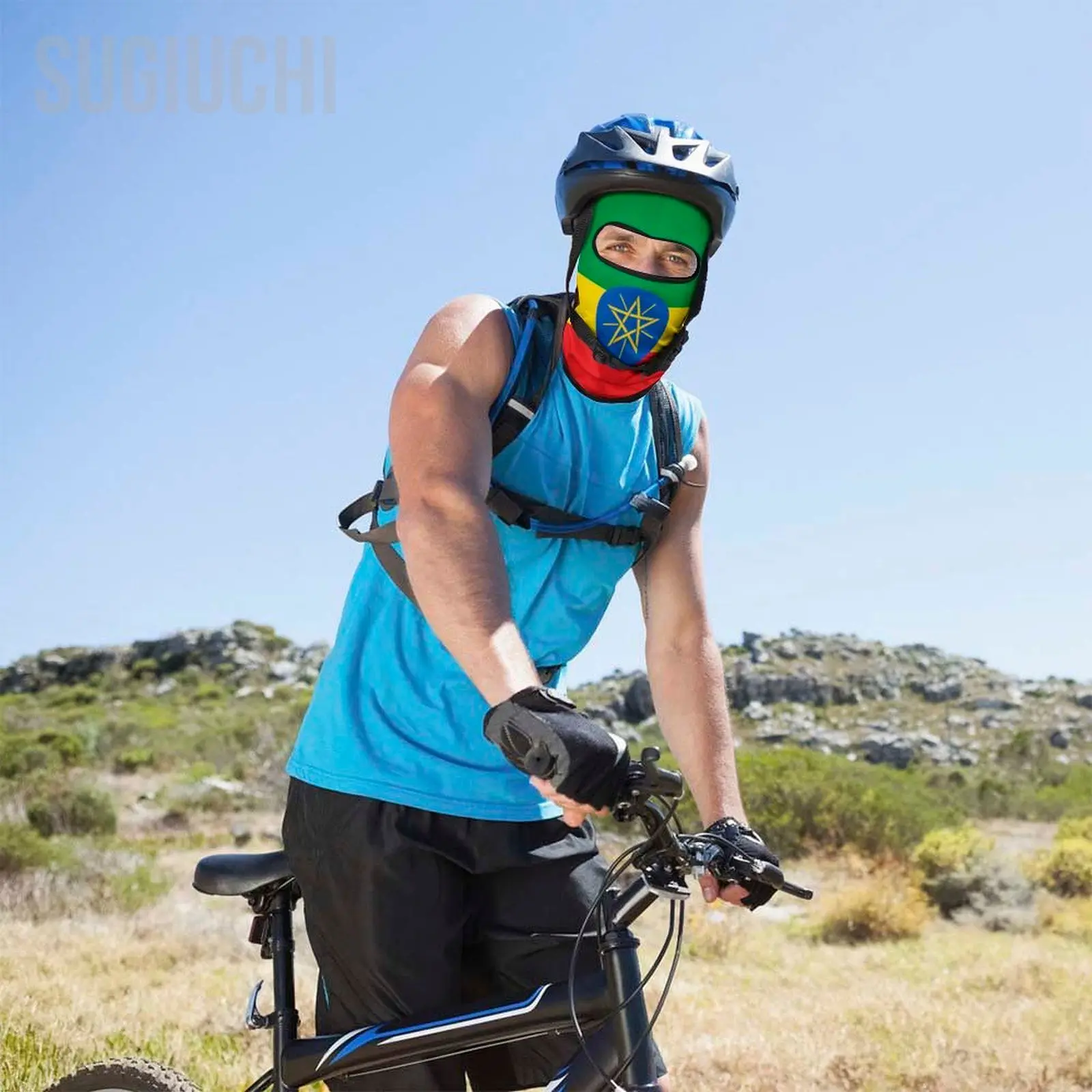 Ethiopia Flag Outdoor Cool Sunscreen Motorcycle Face Mask Moto Biker Wind Cap Mask Stopper Windproof Bicycle Cycling Headgear