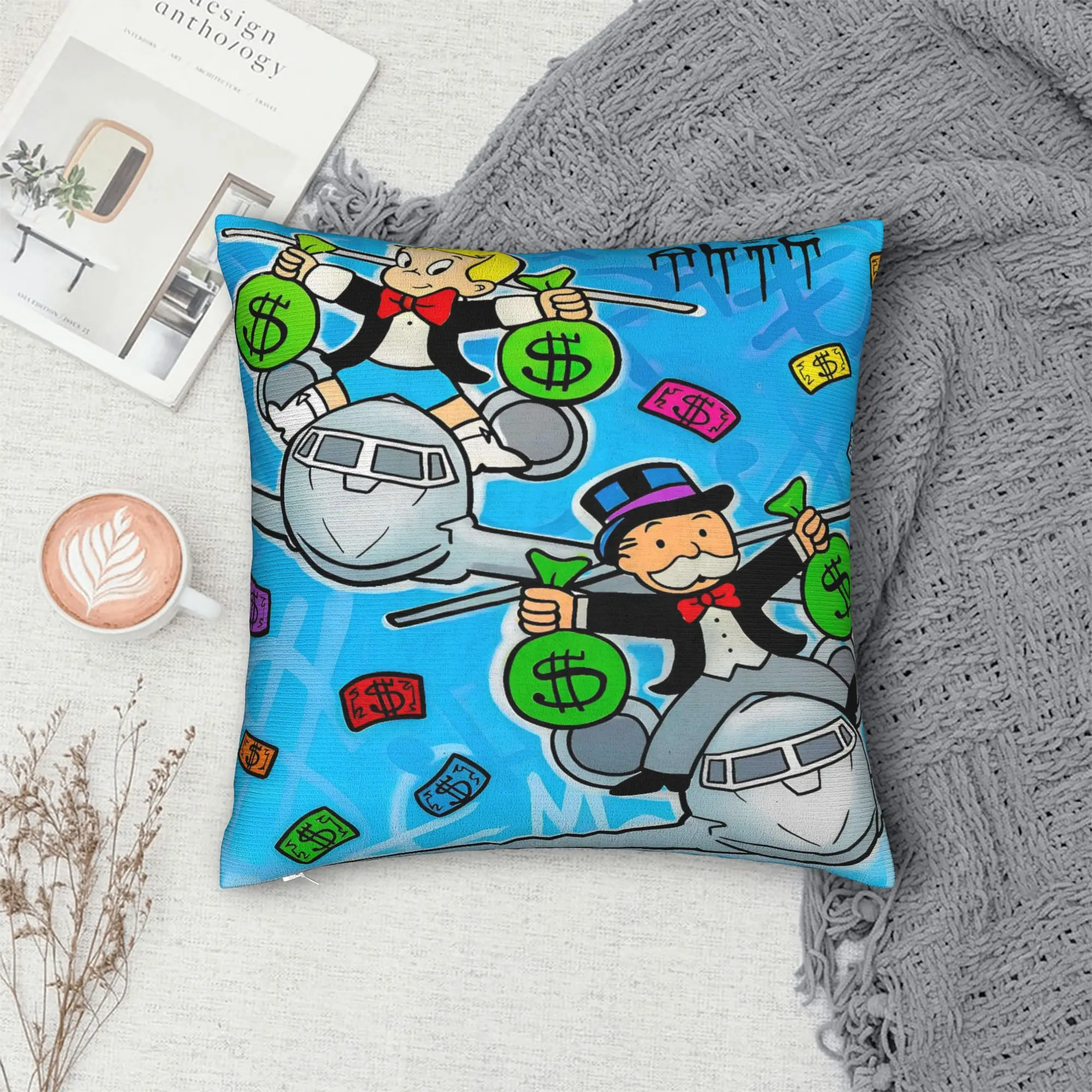 Monopolys Money Dance Pillow Cover  Comfy Cushion Cover Novelty Pillow Case For Wedding Party Home Decor