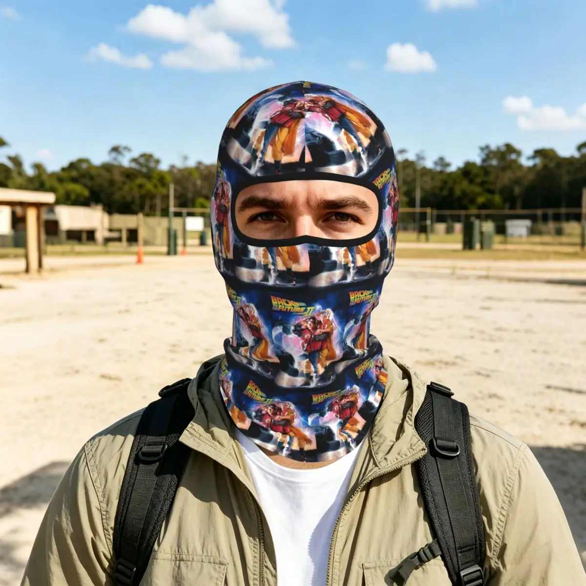 Back To The Future Breathable Thin Balaclava Full Face Mask Sun Protection Neck Gaiter For Motorcycle Cycling Fishing Outdoor