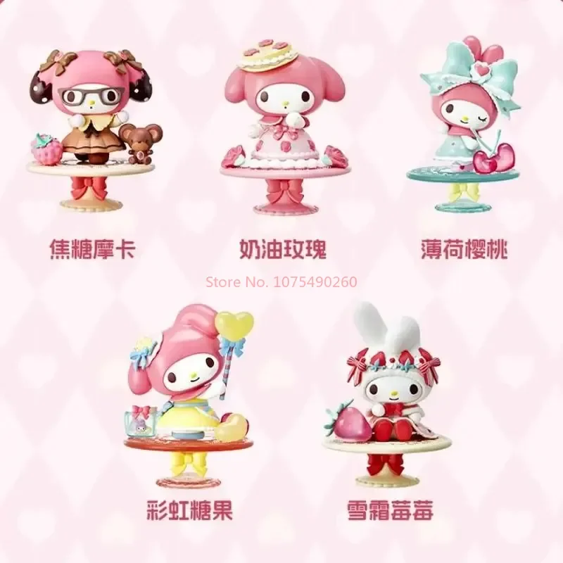 Miniso Sanrio My Melody seri teh sore kotak buta Model buatan tangan koleksi hobi boneka lucu dekorasi Kawaii mainan hadiah anak perempuan