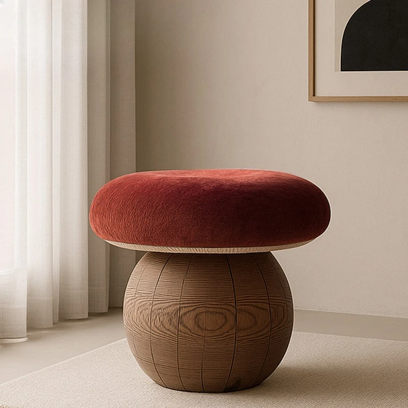 

Solid wood mushroom stool home living room sofa side stool entry shoe stool