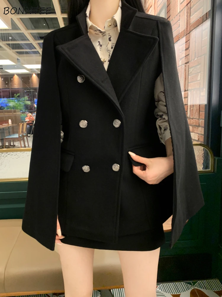 

Blends Women Loose Autumn Winter Coat Korean Fashion Elegant Keep Warm Streetwear High Street Outwear Aesthetic Temper Daily