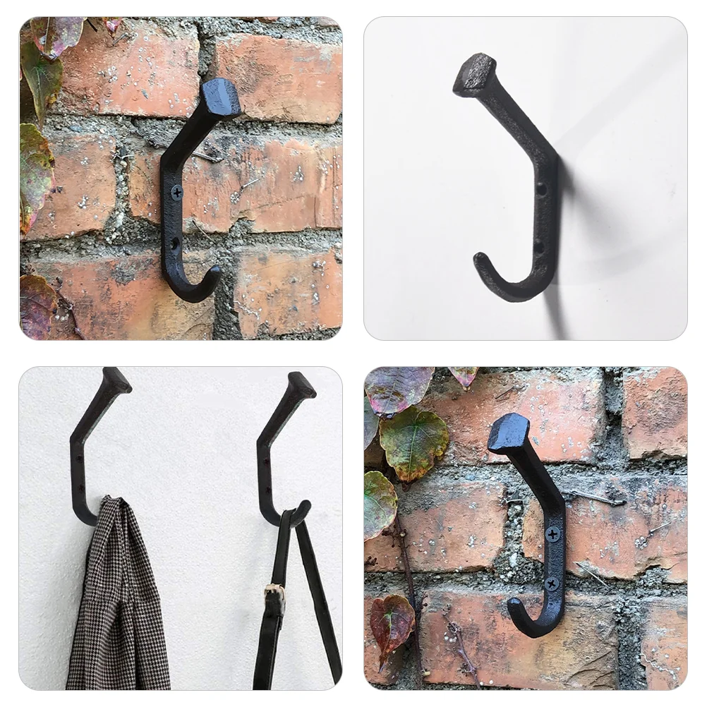 4 Pcs Hooks for Back of Door Cast Iron Wall Mount Coat Removable Picture Hanging