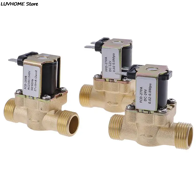 1PC DC 12V 24V AC 220V G1/2'' Brass Electric Solenoid Valve For Solar Water Heater