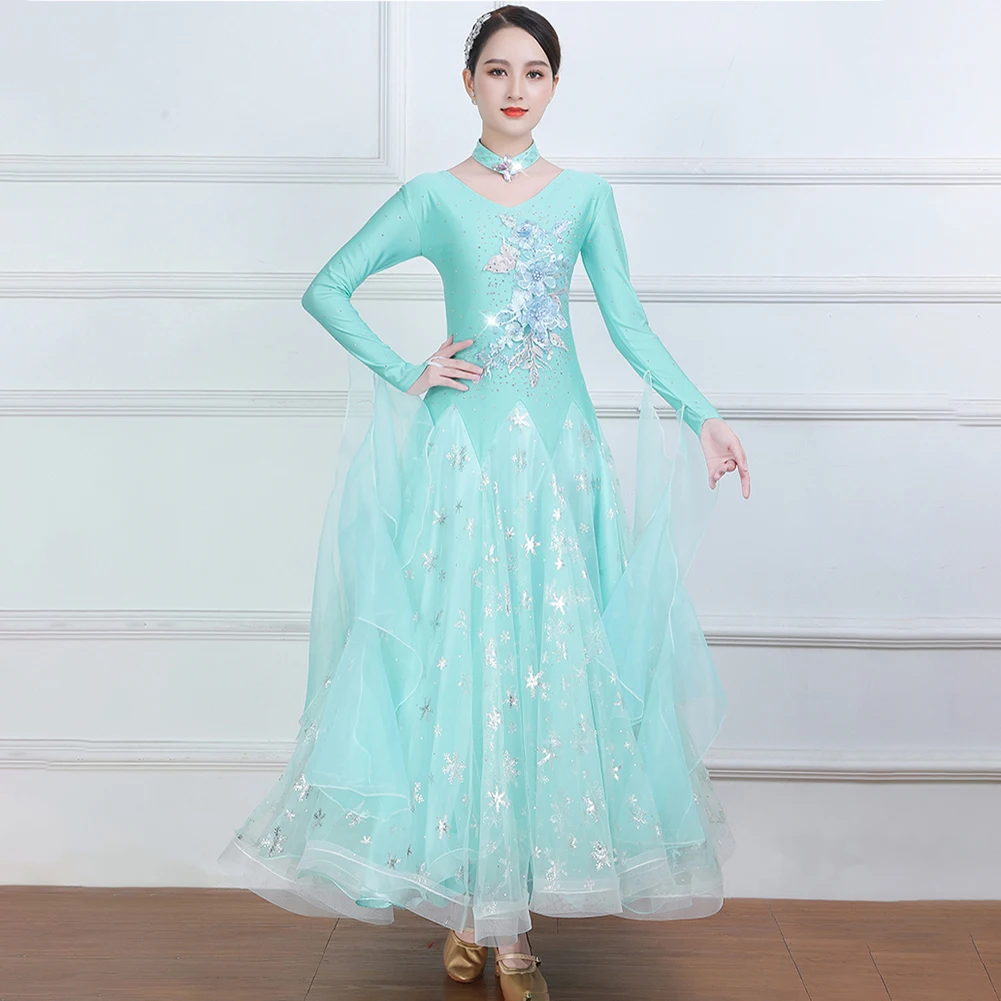 

2022 Newest Women Ballroom Dance Dress Waltz Adult Modern Competition Costumes Tango Rumba Clothing Pratice Wear