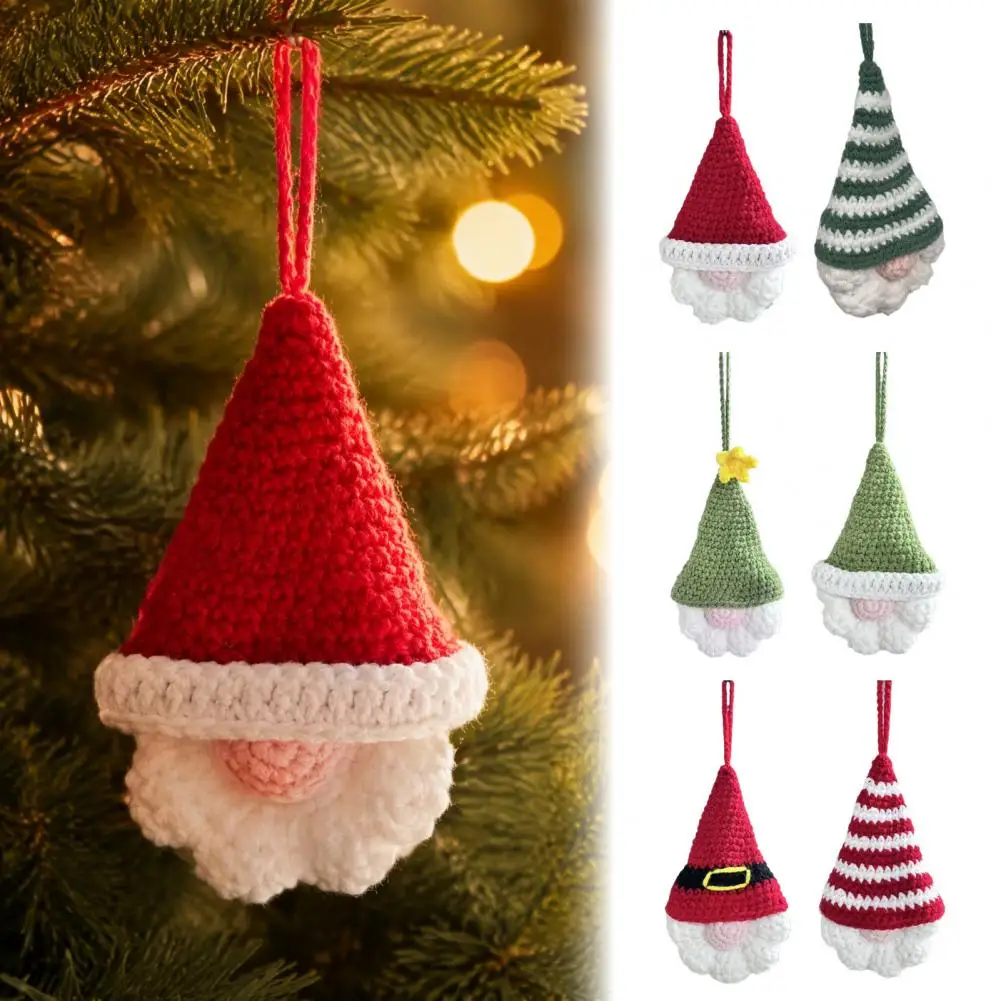 Christmas Tree Hanging Ornaments Faceless Gnome Decorations Hand Crochet Christmas Gnome Ornaments Knitted Faceless Elf for Tree