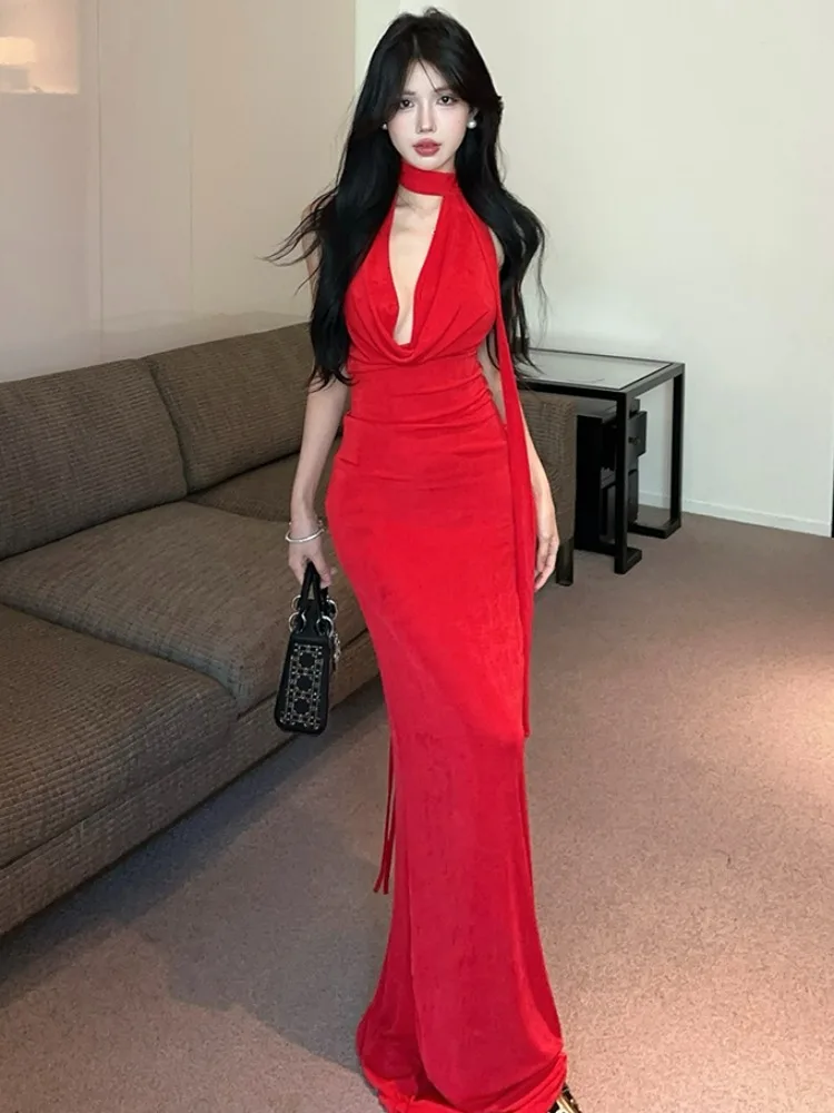 

Сексуальная Pure Desire Hanging Ne Bal Dr, осенняя новинка Sle Spicy Girl, чувственная длинная юбка H-образного силуэта, приятная для путешествий