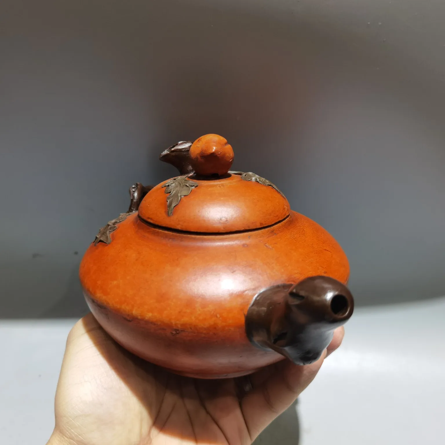 8 "الصينية ييشينغ الأرجواني الطين إبريق الشاي طول العمر الخوخ غطاء الجذع على شكل البطيخ كرمة إبريق الشاي غلاية إبريق الشاي الإبريق جمع الثروة