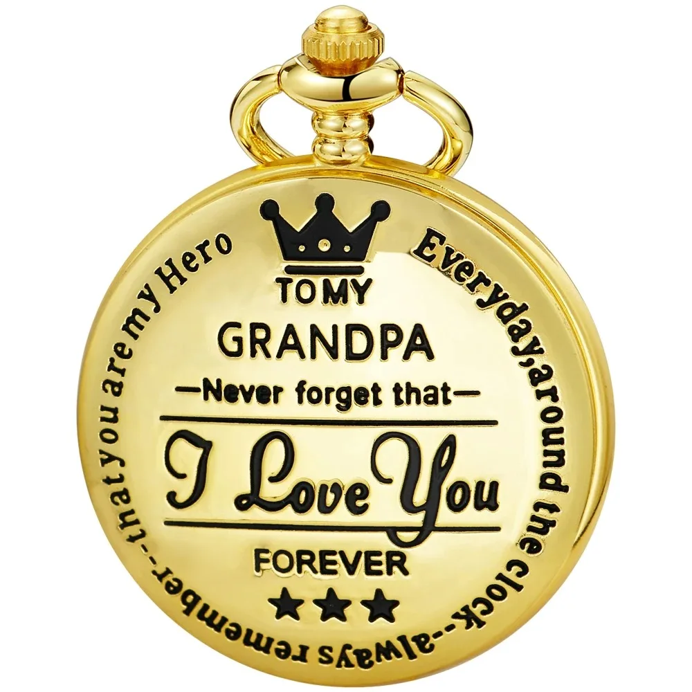 "A mio nonno" Ti amo per sempre Orologio da tasca al quarzo Tema vintage Collana pendente da uomo Orologio a catena Fob Miglior orologio regalo