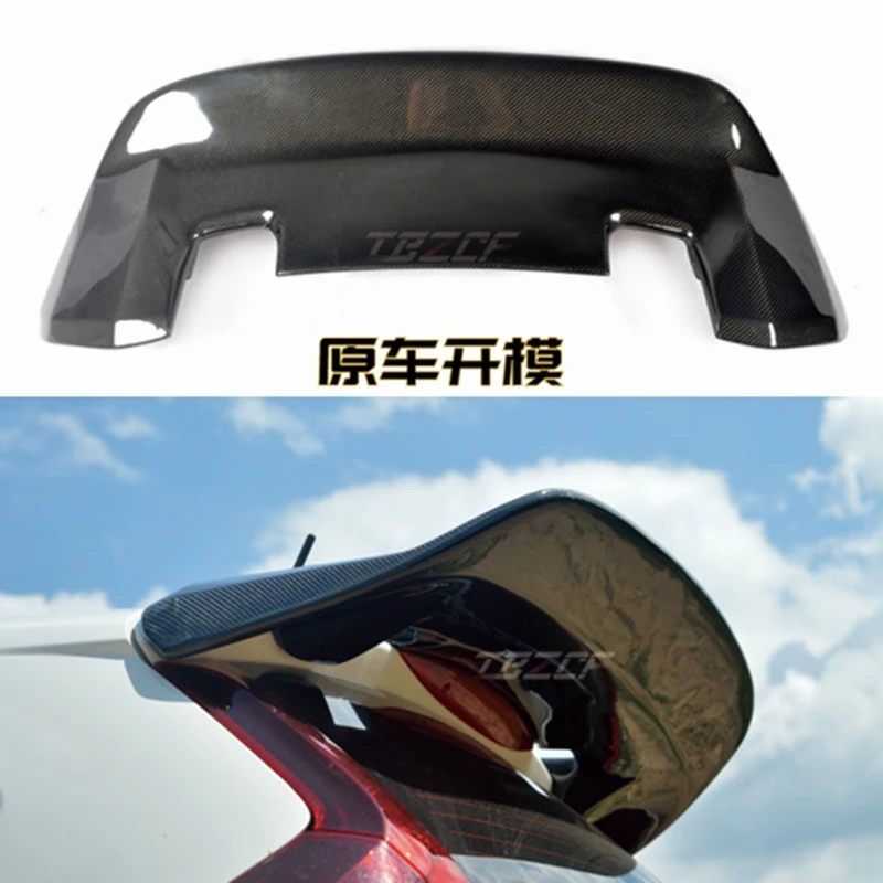 Car Accessories For Honda Jazz Fit Gk5 14-17 Carbon Fiber Jdm-style Rear Spoiler Glossy  Trunk Wing Racing Body Kit Trim