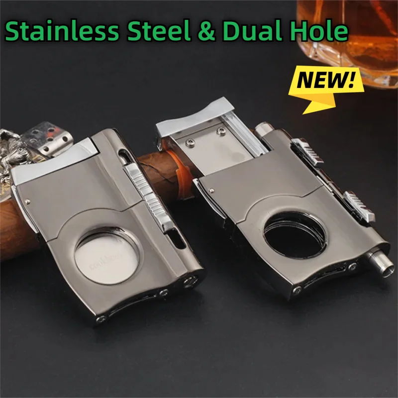 لكمة السيجار على الطراز الأخف | فتحة مزدوجة (6 مم/8 مم) | الفولاذ المقاوم للصدأ | أداة السيجار المحمولة للسفر #2