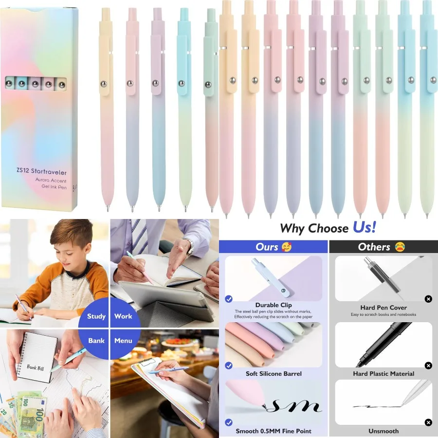 

Vanhench, 10 шт., гелевые ручки, милые ручки для модных вещей для девочек-подростков, подарочная корзина на день рождения, эстетические школьные принадлежности, идеально подходят для 8 9