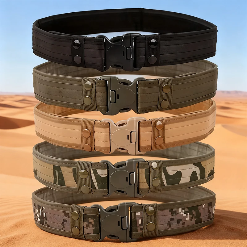 حزام رجالي في الهواء الطلق التمويه التكتيكية حزام أكسفورد القماش حزام تسلق الجبال حزام النايلون حزام خصر عريض حزام العمل أحزمة محايدة