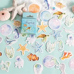 46pcs Deep Sea Realm Decorative Boxed Stickers Cute Animals Scrapbooking Label Diary Stationery Album Phone Journal Planner