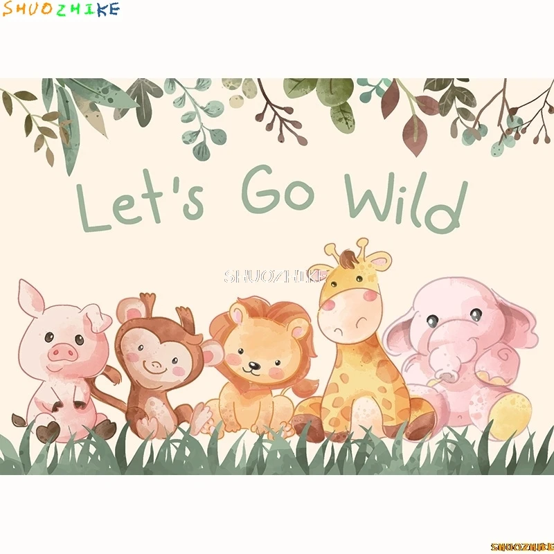 SHUOZHIKE-telón de fondo con diseño de jungla africana para recién nacido, telón de fondo original para estudio fotográfico, WR-02 de cumpleaños