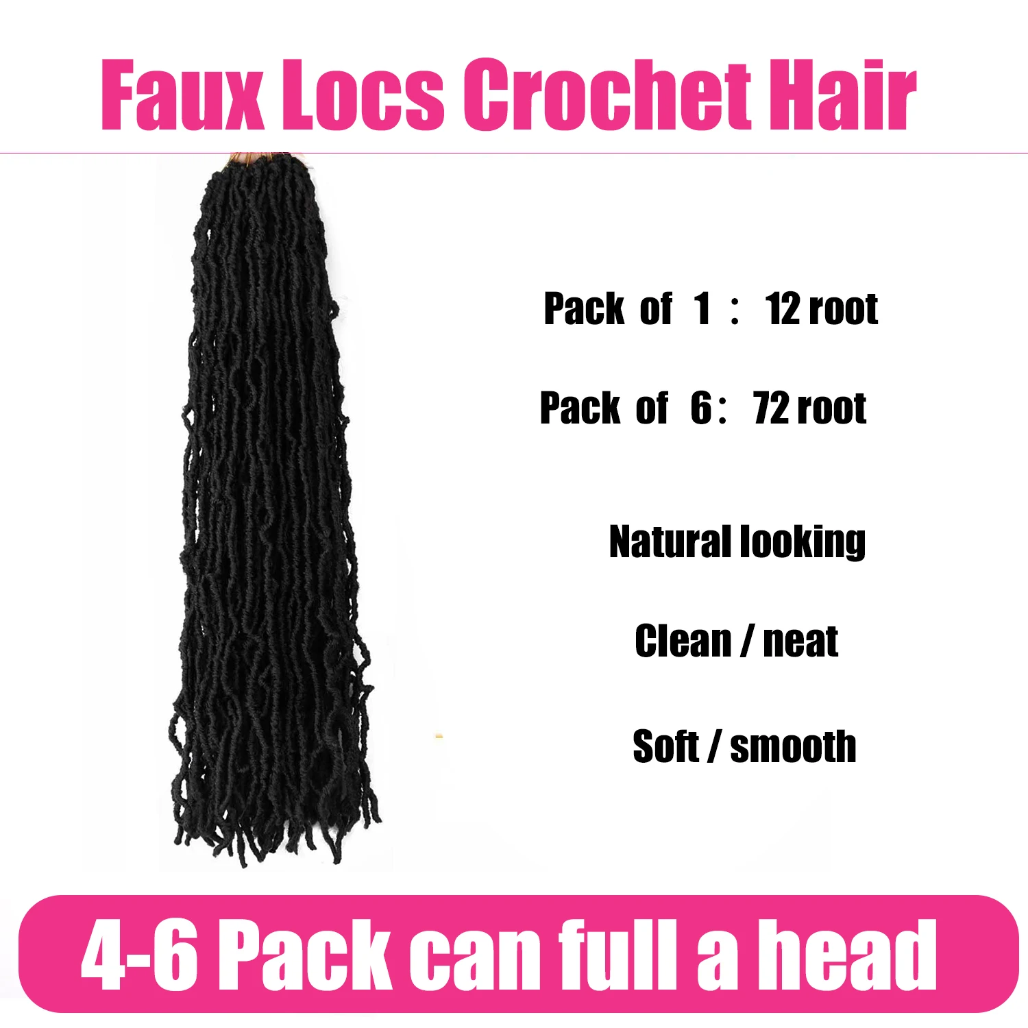 6Packs Faux Locs Crochet Hair 30/36 Inch Soft Locs for Distressed Locs Butterfly Locs Crochet Hair for Women synthetic