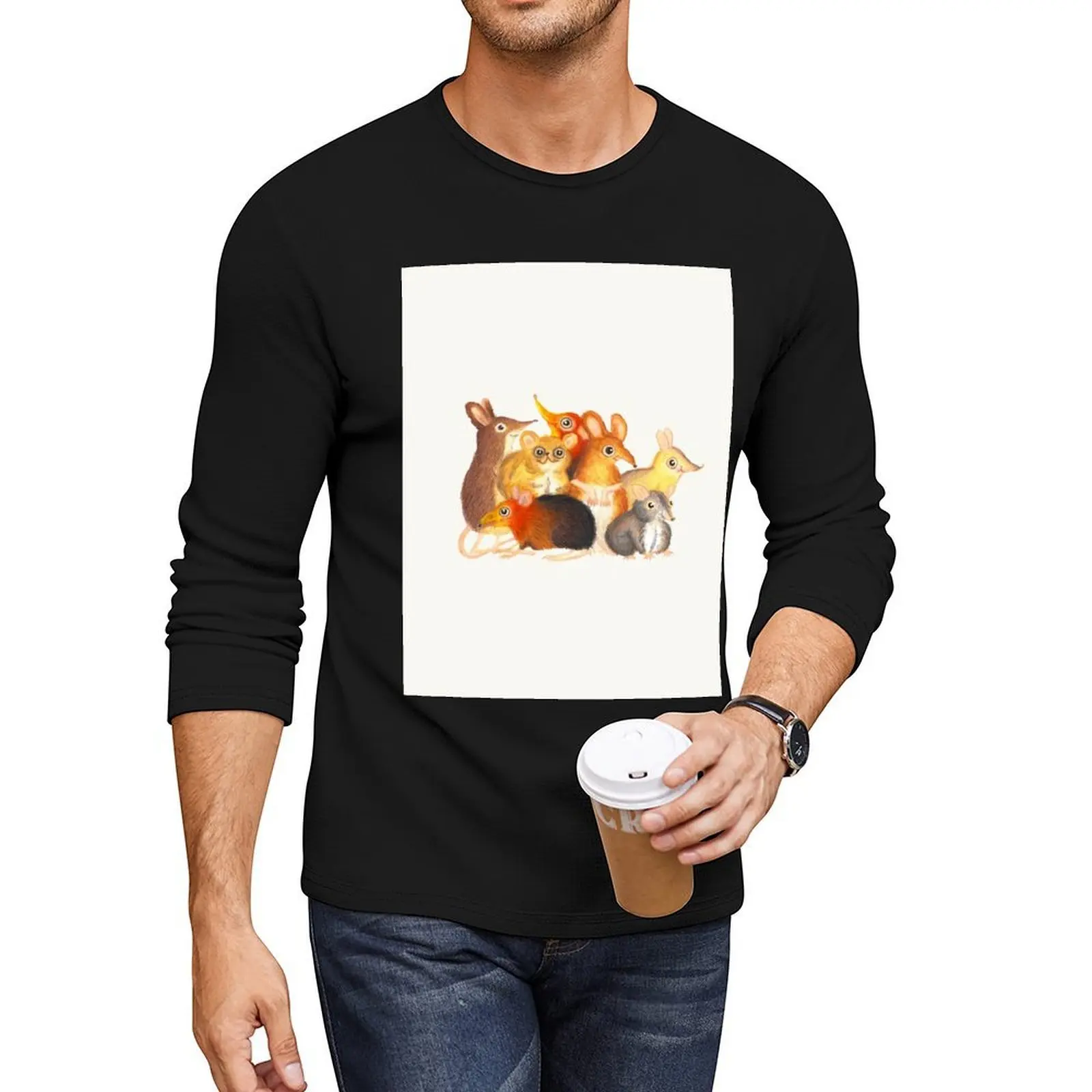 

Elephant shrew crew Long T-Shirt vintage t shirt quick drying shirt sweat shirt heavy weight t shirts for men