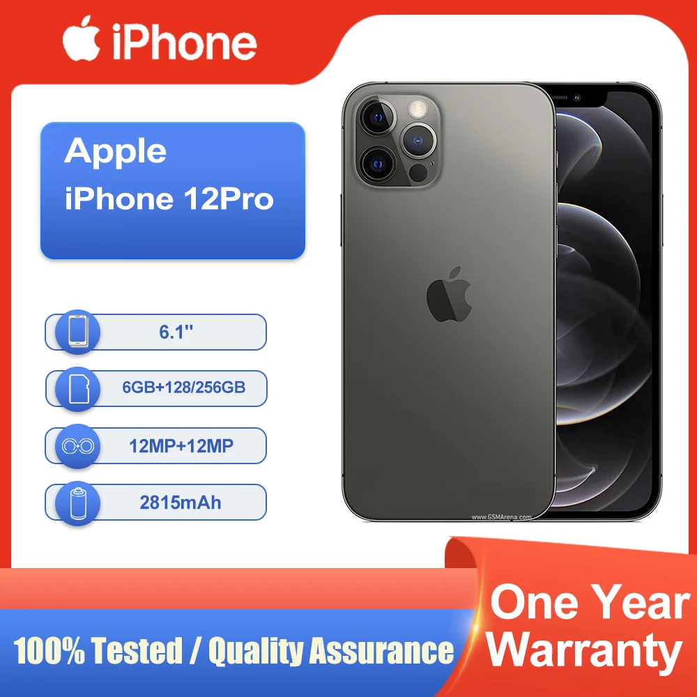 هاتف Apple iPhone 12 Pro الأصلي غير مقفول بذاكرة وصول عشوائي 6 جيجابايت 128/256 جيجابايت ROM 6.1 بوصة معرف الوجه NFC Super Retina XDR OLED شحن سريع 5G هاتف محمول