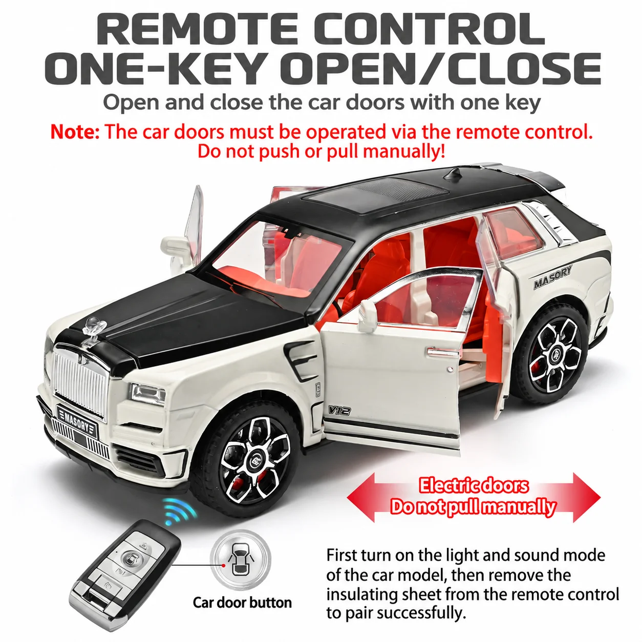 1:24 Simulation Cullinan SUV Alloy Diecast Car Model with Electric Doors,Birthday Gift for Car Fans,Toy Display Ornament