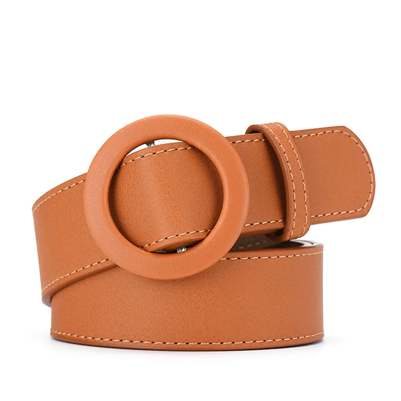 

Women's Belt Round Buckle PU Leather Fashion Accessories Waistband Brown Red Khaki Waist Belts Ceinture Femme Luxe Cinto