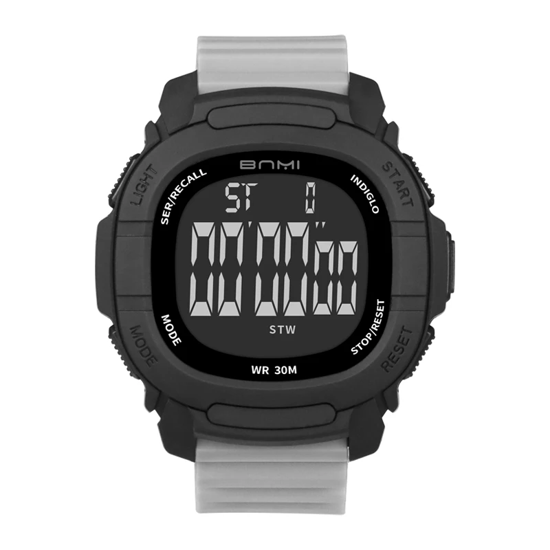 48MM 남자 디지털 시계 알람 시계 달력 주간 디스플레이 러닝 운동 야외 스포츠 빛나는 타이밍 시계