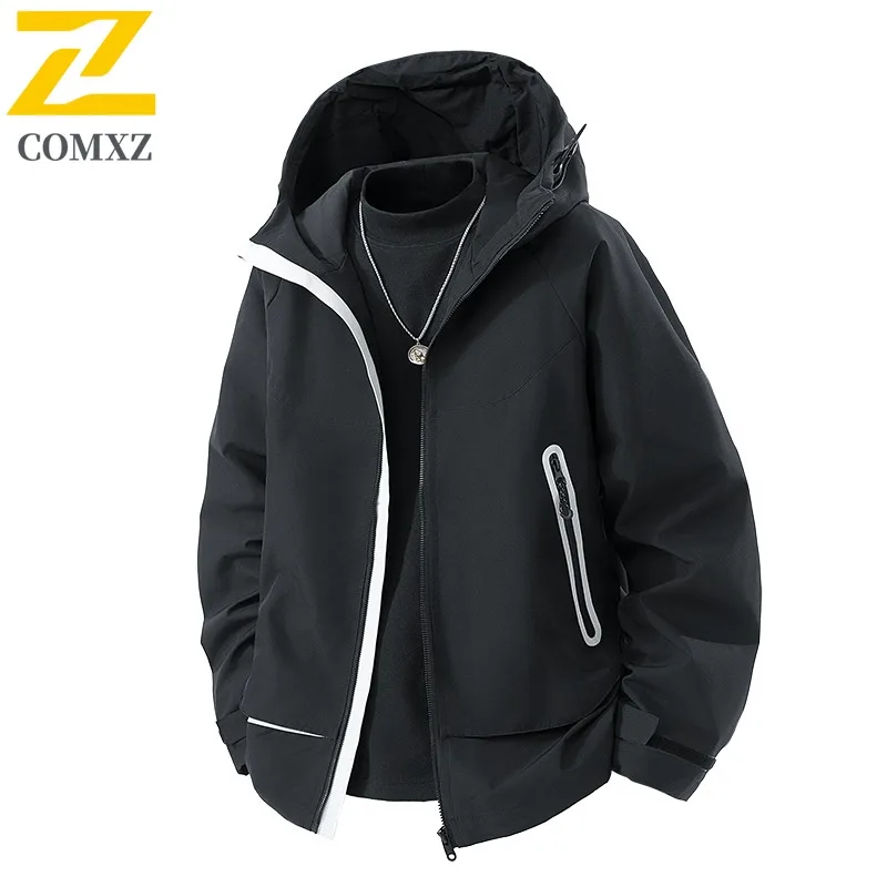 COMXZ 2025 Men Jacket Fashion Hooded Jacket Outdoor Camping Windproof Coat American Style Casual Quality Lightweight Coat