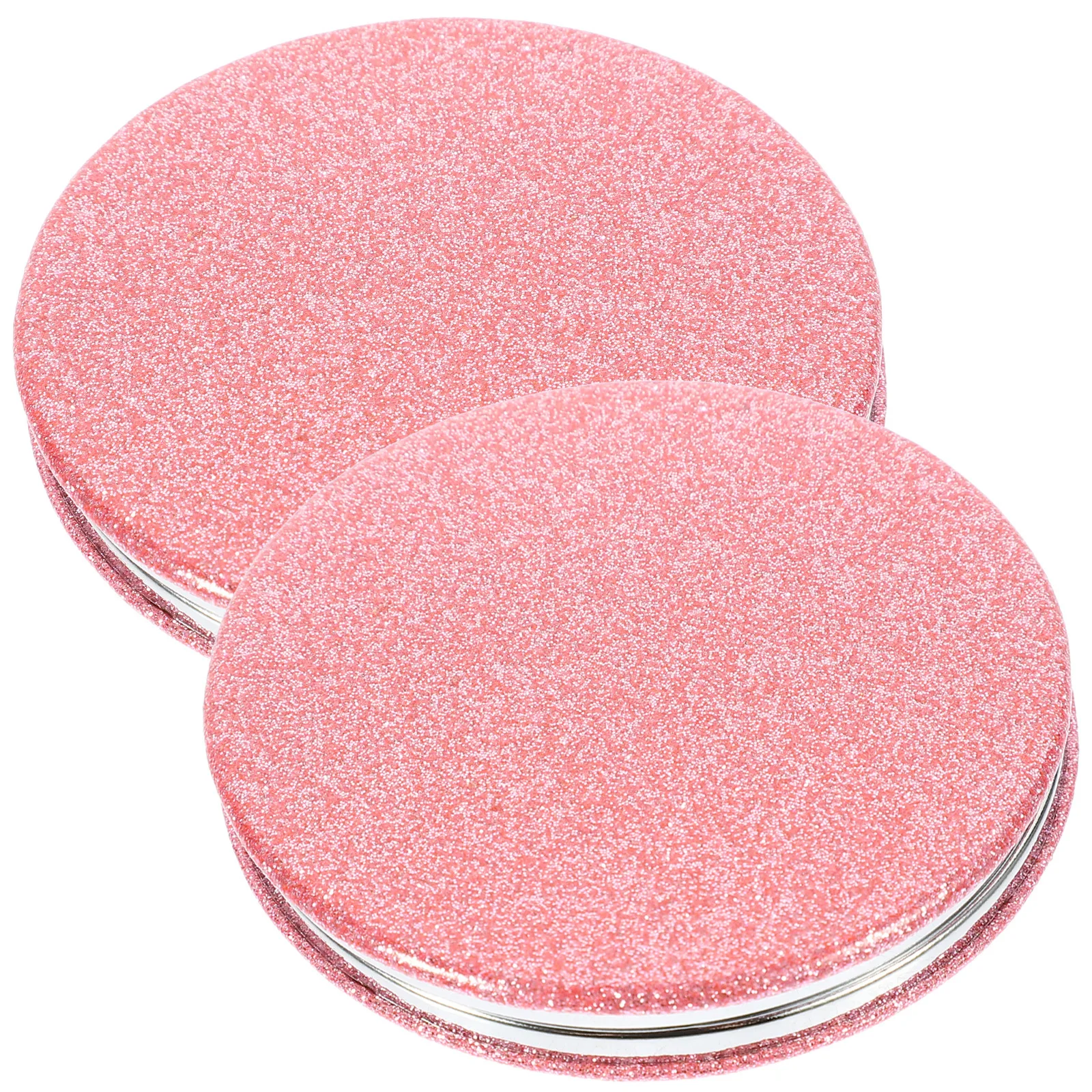 2Pcs Compact Makeup Mirror Glitter PU Small Portable Travel Pocket Mirror for Girls Women Small Hand Mirrors