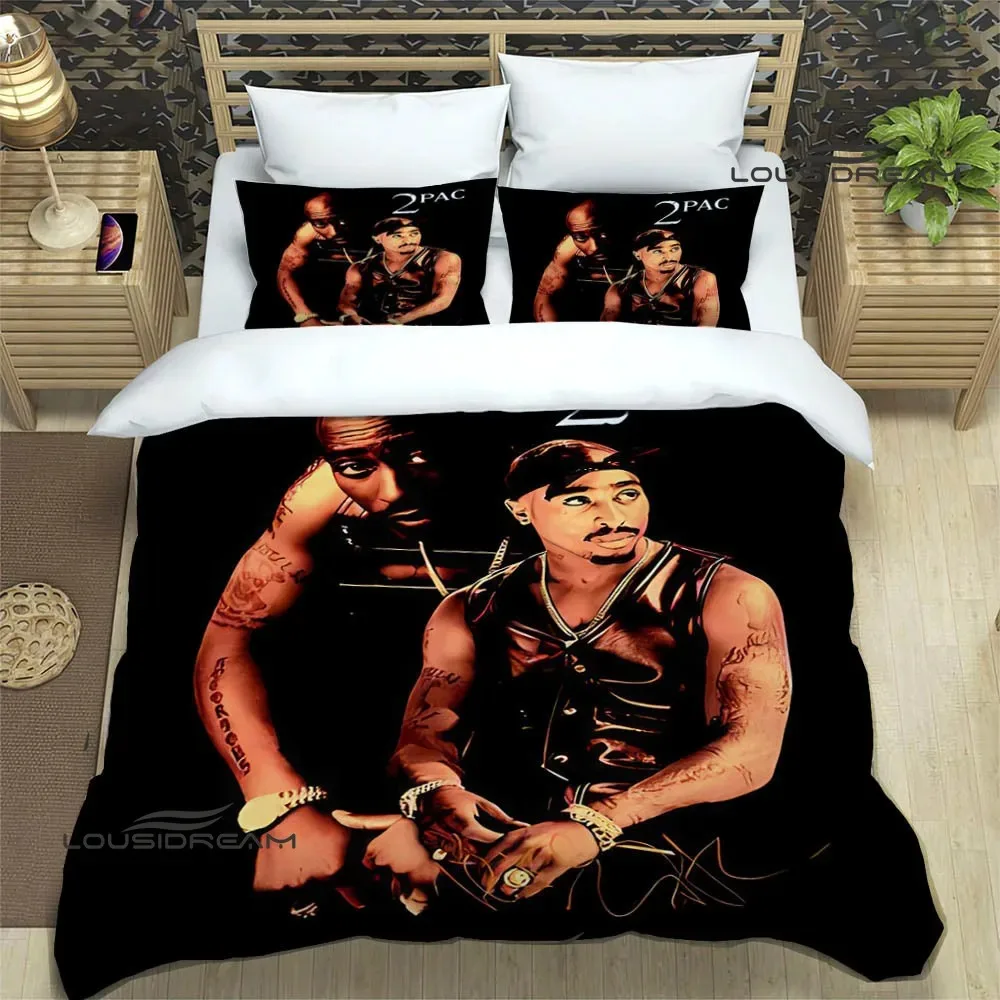 2PAC, juegos de cama de moda para cantante de hip-hop, juego de suministros de cama exquisitos, funda nórdica, edredón, juego de cama, regalo de cumpleaños de lujo