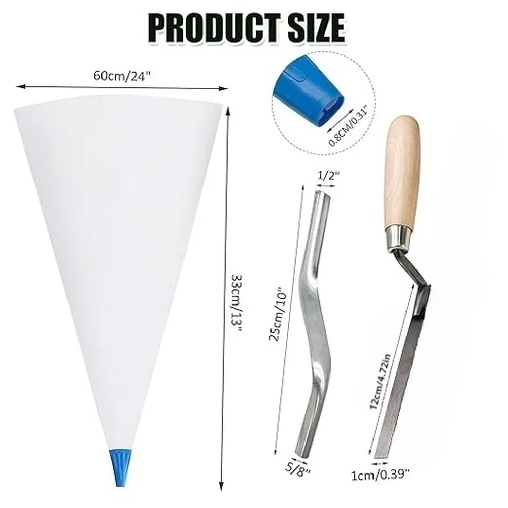 

3pcs PVC Leather Grouting Bag With Small Trowel Leveling Tool Tile Grout Bag For Grouting Bricklaying Tile Pointing Grout Bag