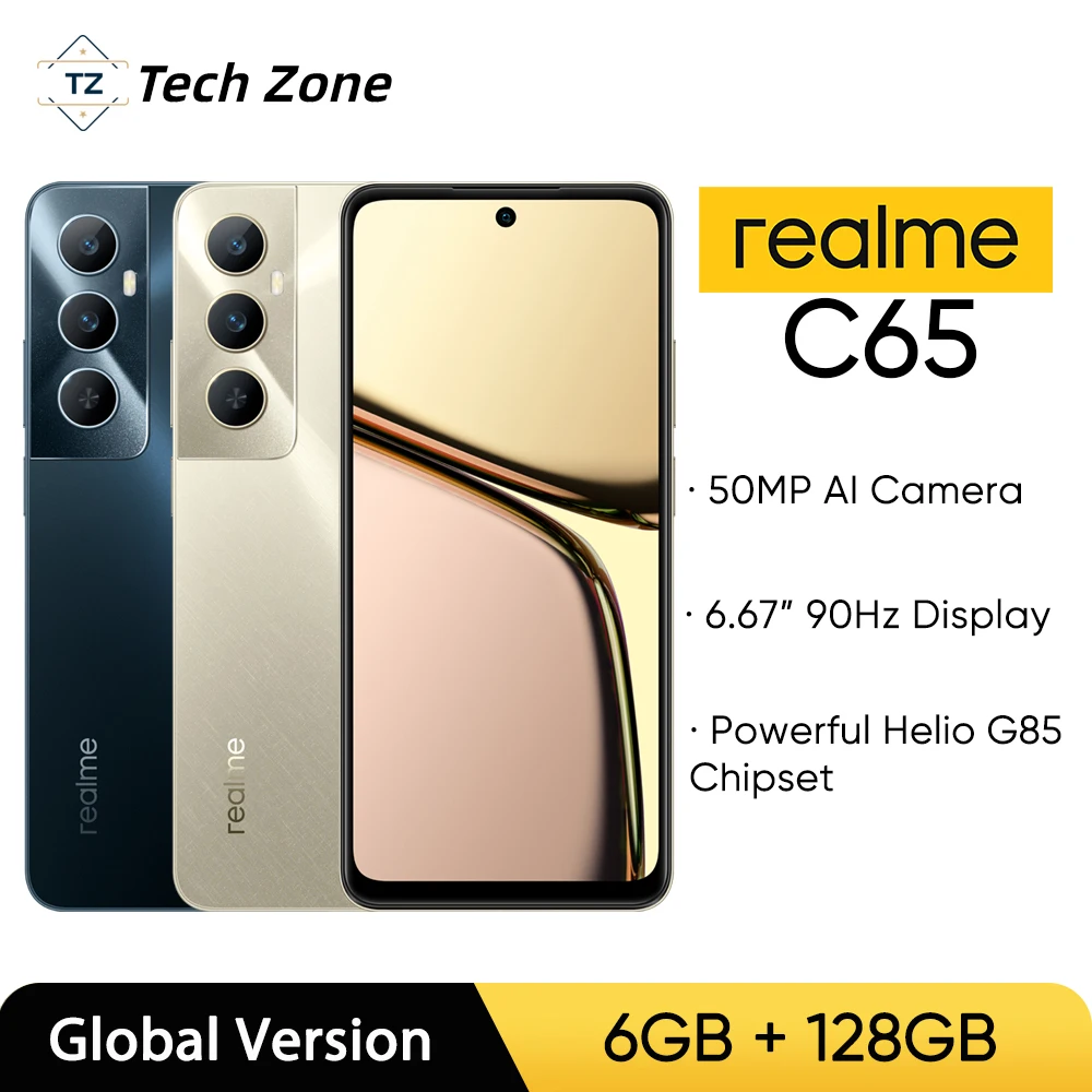 Realme C65 Smartphone 50MP AI Camera 5000mAh Battery Camera 6.67\'\' Large Display 45W SUPERVOOC Charge Helio G85