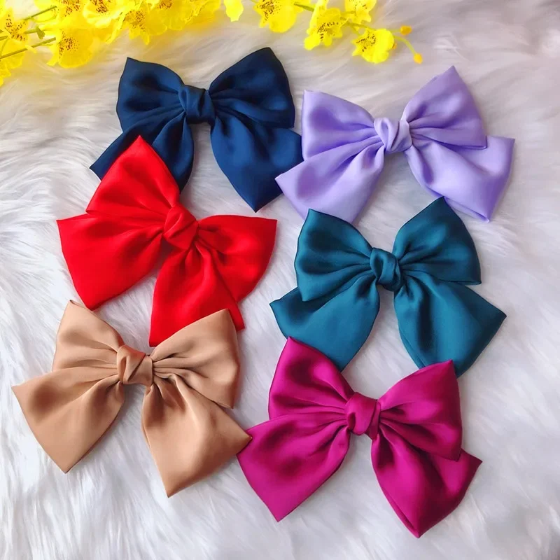 Mode Einfarbig Satin Band Grips Große Große Schleife Haarnadel Für Frauen Mädchen Trendy Haar Clip Nette Haarspange Haar Zubehör – Detail 19