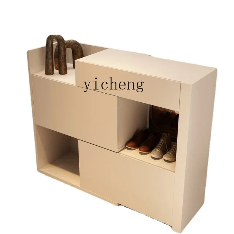 Cream Style Home Shoe Cabinet Entrance Cabinet Door Wall Storage Cabinet