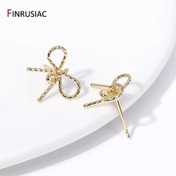 14k Gold Plated Brass Bow Stud Earring Hooks For Earrings Making DIY Earring Dangles Jewelry Making Accessories