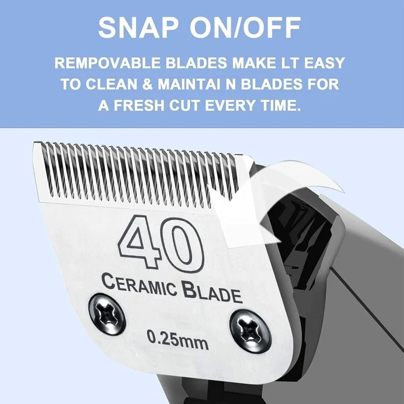 #40 Blades Dog Grooming Clipper Replacement Blades Compatible with Andis/Wahl/Oster Dog Clippers Detachable Ceramic Blade 0.25mm - view 3