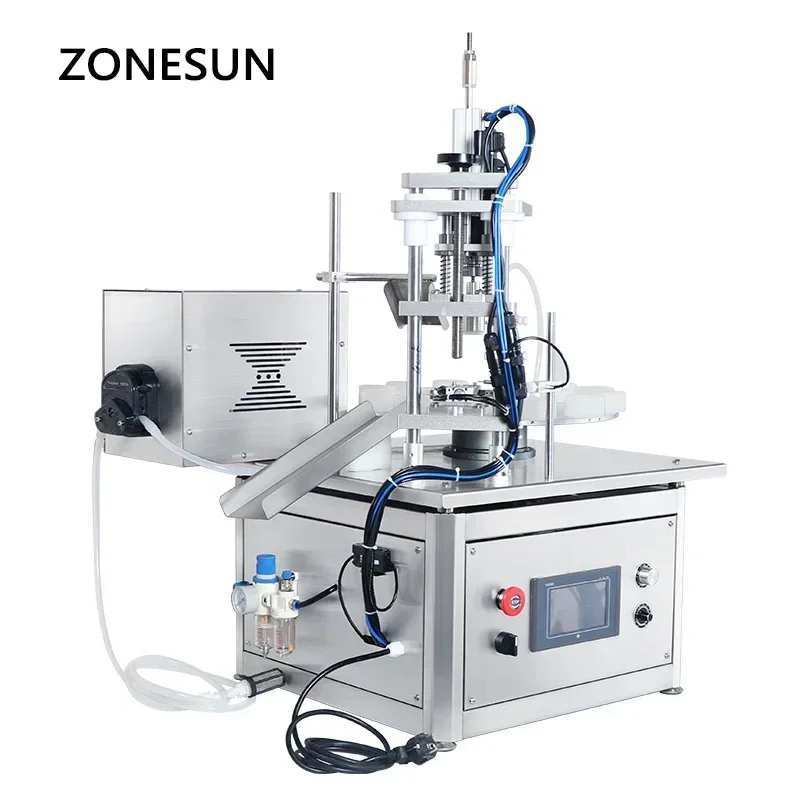ZONESUN ZS-AFC1P Automatic Peristaltic Pump Eye Drops Ampoule Cosmetic Sample Small Bottles Vial Liquid Filling Capping Machine