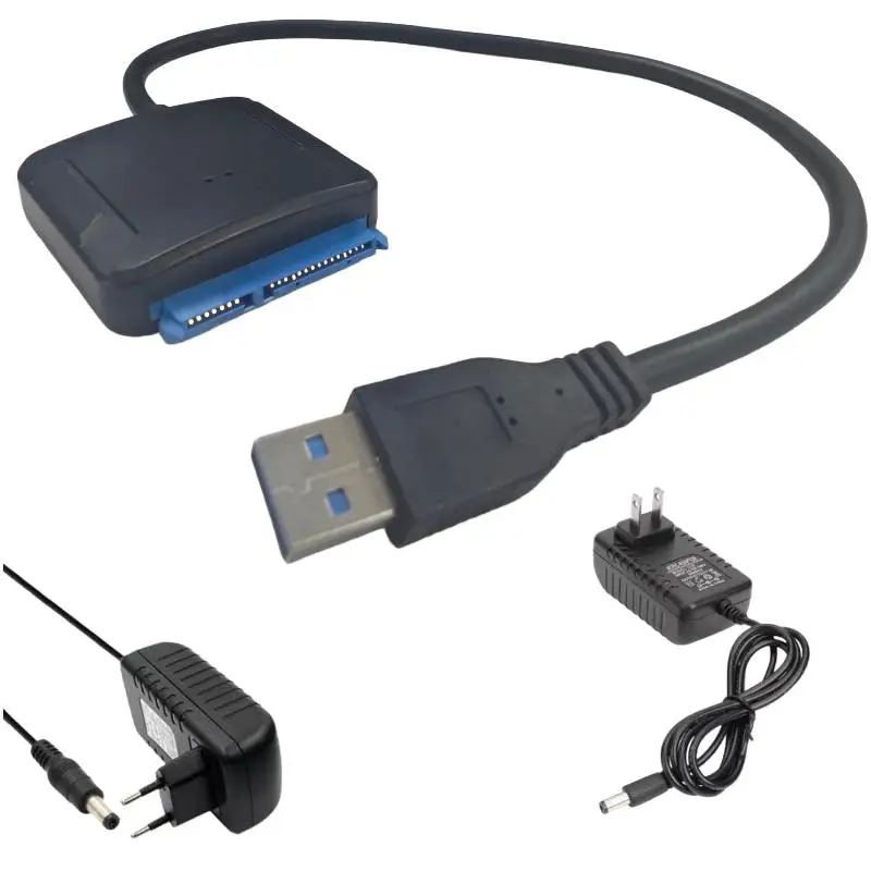1 Set 3.5/2.5 Inch SSD HDD Hard Drive Disk Converter SATA To USB 3.0 Adapter Cable Support UASP 12V US EU