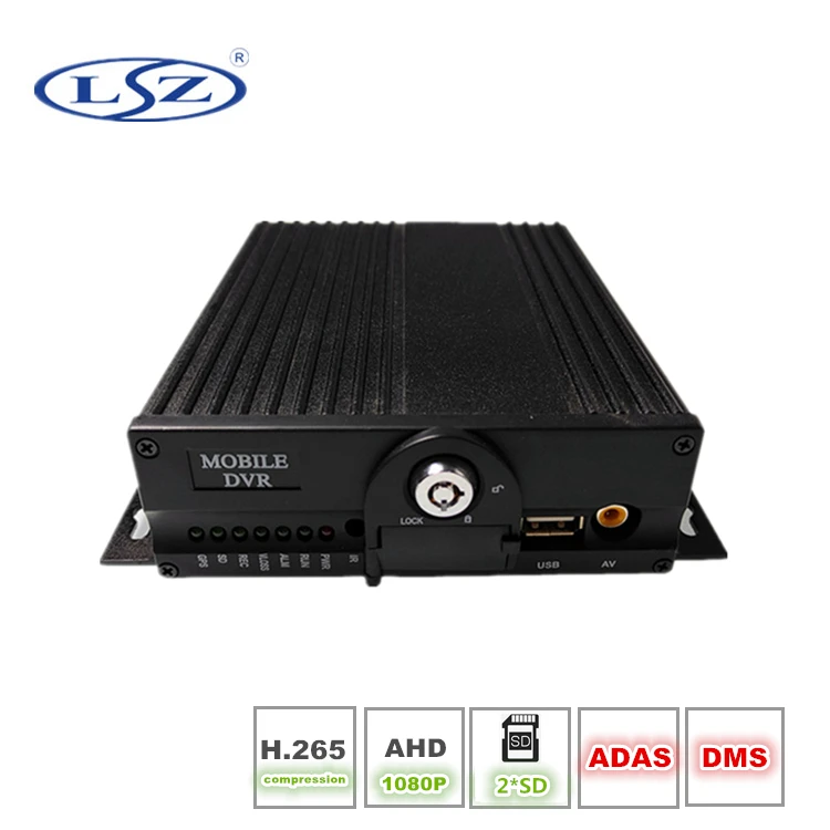 H.265 AHD 1080P 4CH Double SD Card Mobile DVR 4G GPS ADAS+DSM Artificial Intelligence Recorder Supports Alarm Systemsgos