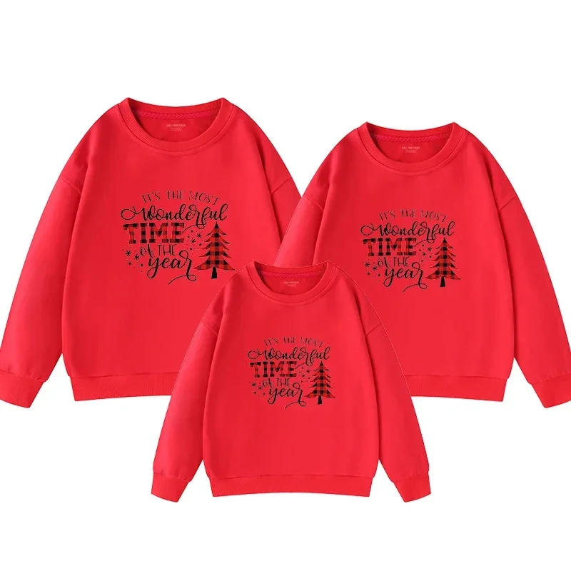 

2024 Christmas Mom Daughter Tops Dad Son Sweatshirts Winter Family Matching Outfits Santa Claus Printed Shirts Casual Pullovers