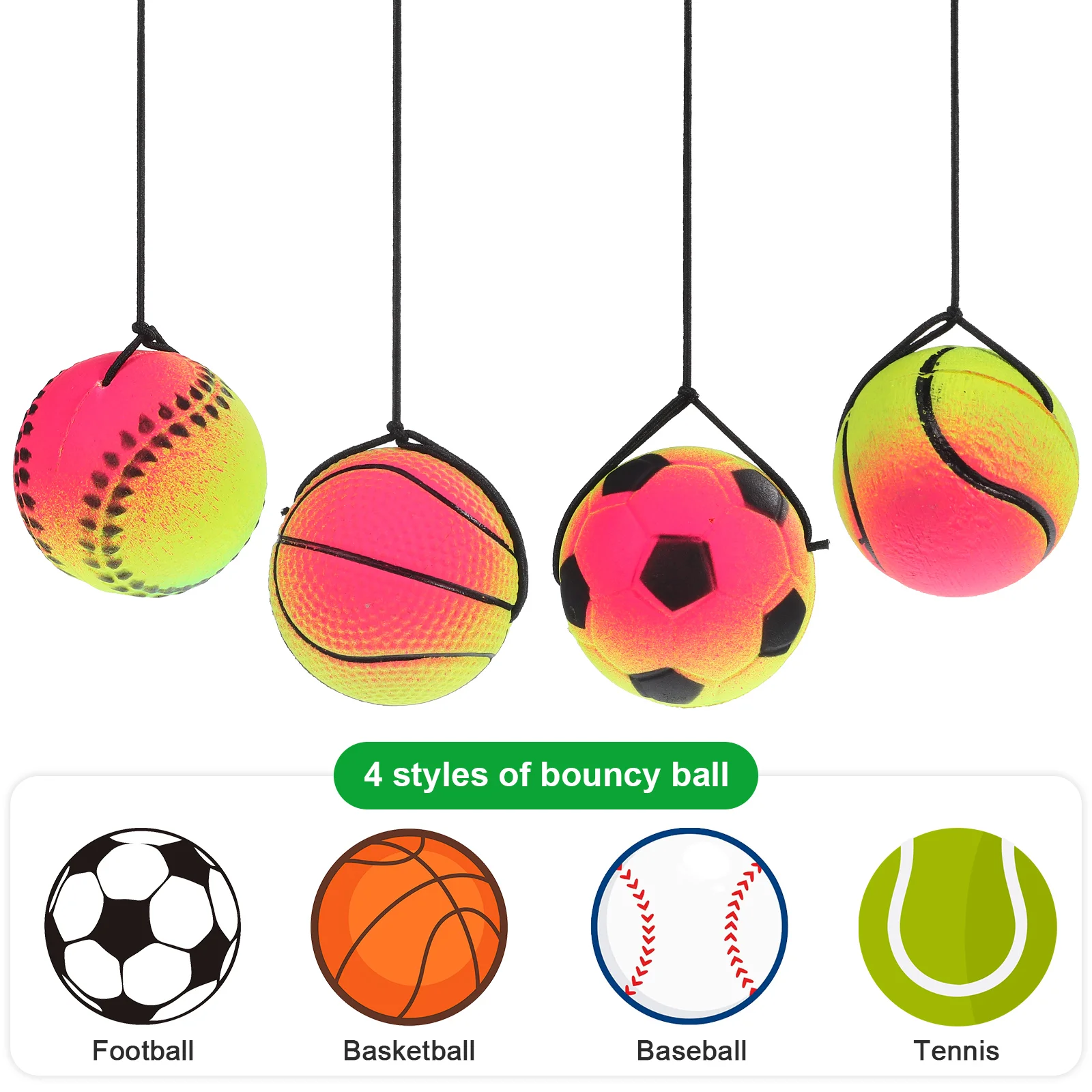 4 Pcs Wrist Rebound Ball Wristbands Football Return Baseball Party Favors Rubber Play Toddler